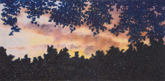 Pastel Landscape Artwork Sunset through the Trees Kansas Ciity Missouri Michele Fritz